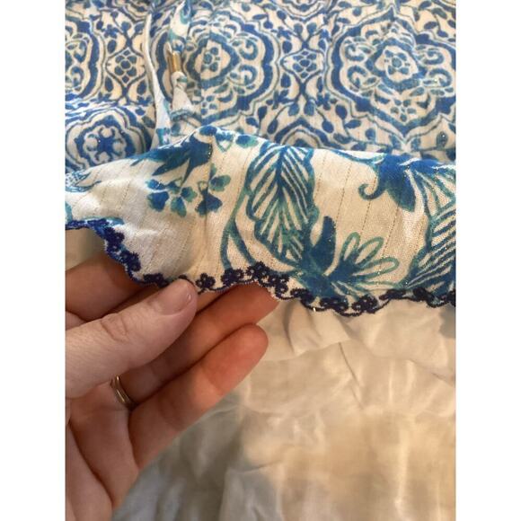 REVOLVE X HOUSE OF HARLOW Boho Mini Shirt Dress Size S Tiered Blue Beachy Tassel - Picture 12 of 15